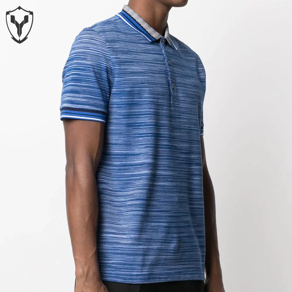 Polo Collar Blue 100% Cotton Customized Sublimation Beautiful Design Wholesale Top Quality Short Sleeve Top Best Selling For Men