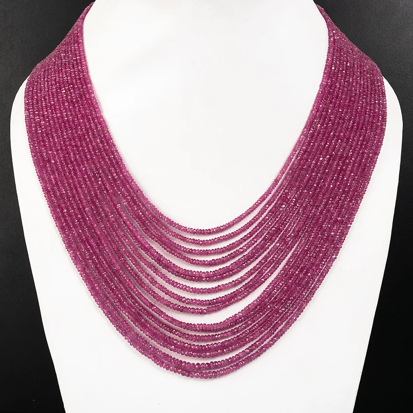 
Untreated Burma Ruby Faceted Rondelle Necklace Faceted Ruby Necklace Ruby Gemstone Beads 