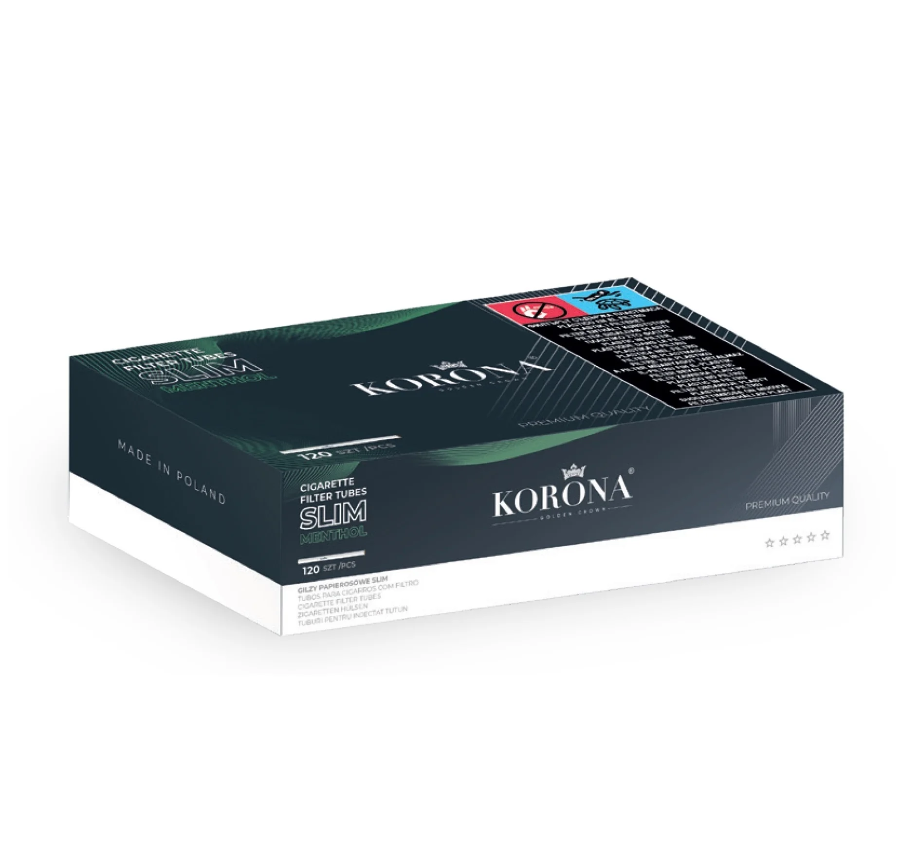 Slim Cigarette Filter Tubes Korona 120 with 20, 25, 30 mm long filter