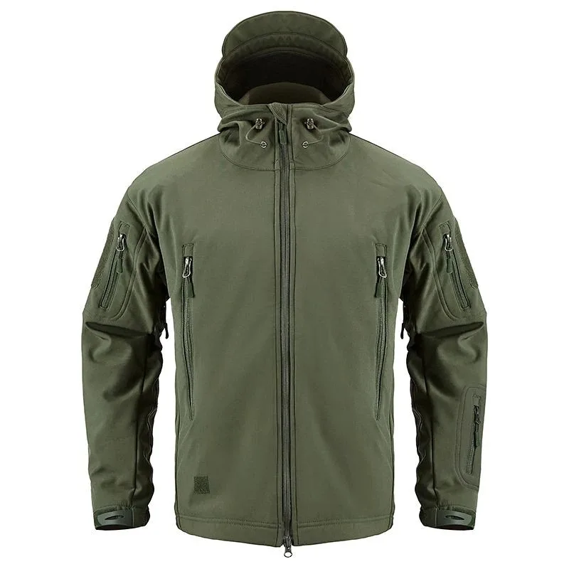 Куртка мужская тактическая с мягкой ракушкой, утепленная ветровка в стиле милитари, камуфляжная зимняя ветровка, большие размеры