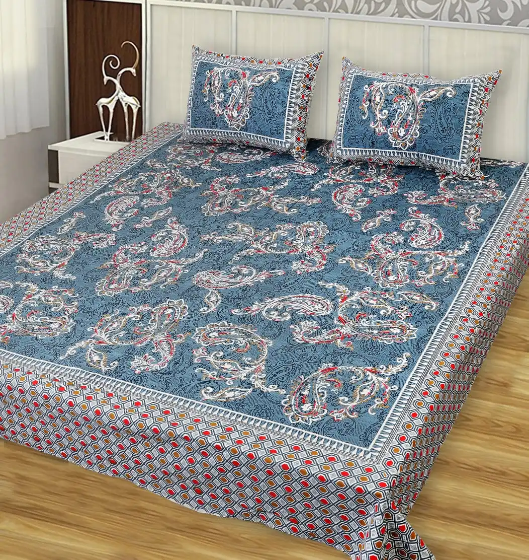 100% cotton printed bed sheets in pastel color  with matching pillow cases ideal for home furnishing stores