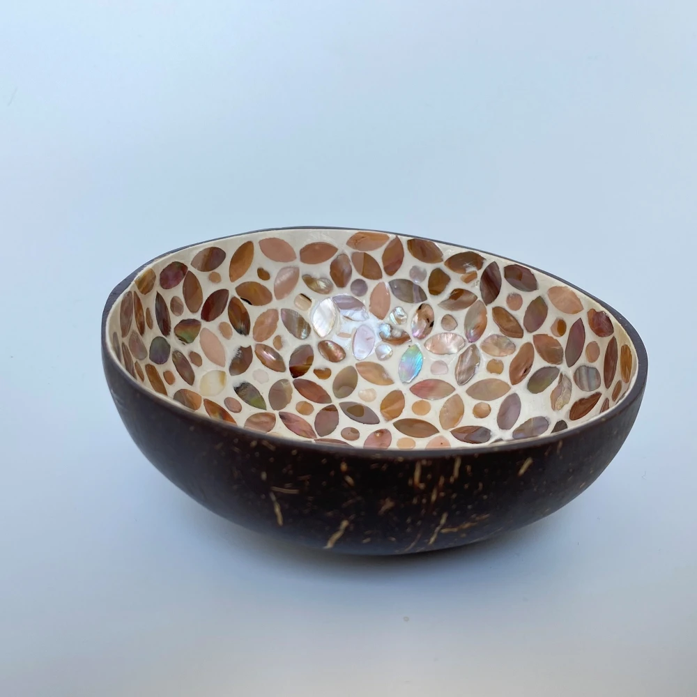 Coconut Shell bowl - HJ CSS 021 BW Sunshine- ATM Coached by  sea shell in Sunshine  pattern- OEM/ODM