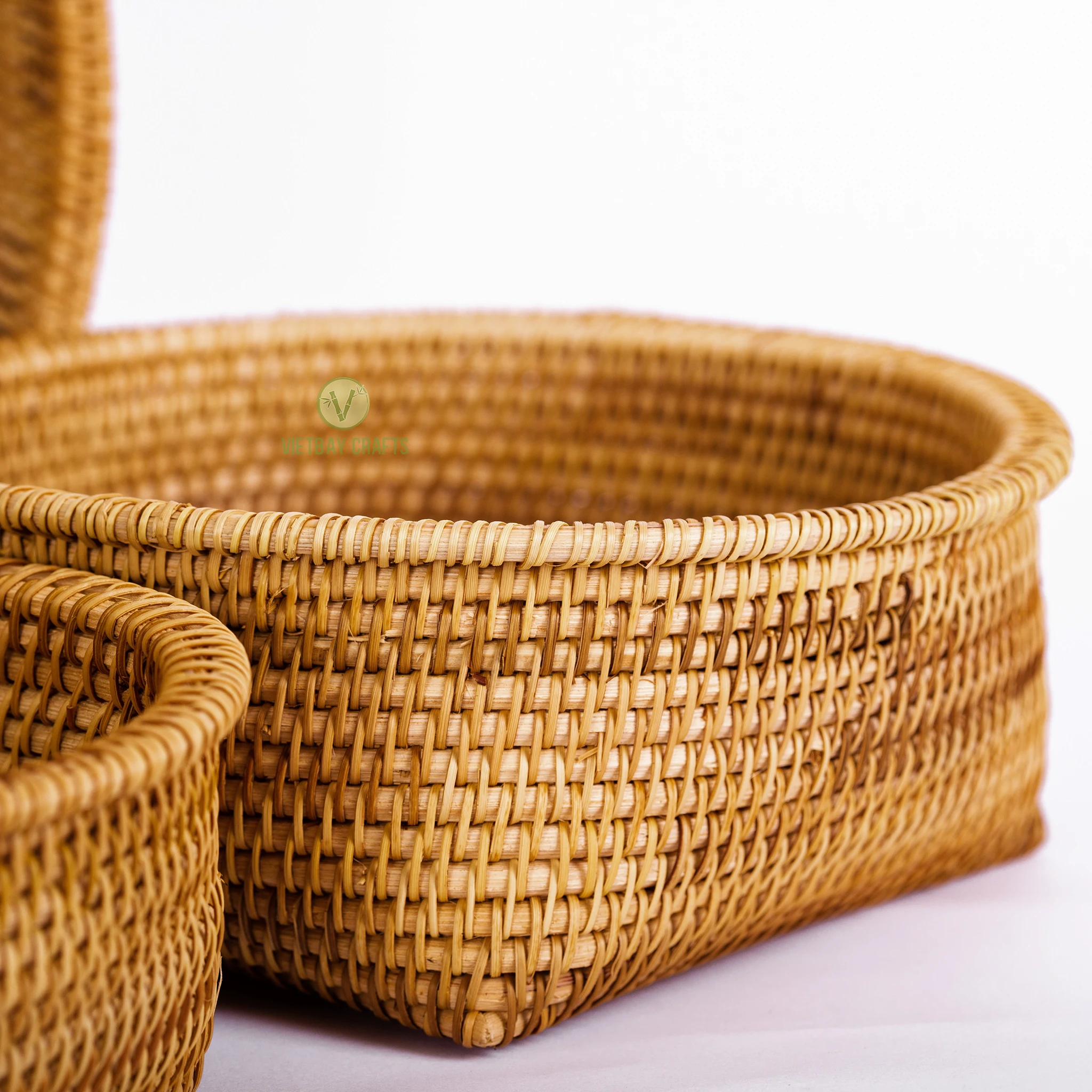 Hot Sale 2021 Rattan Storage Basket Recycle Rattan Storage Baskets Eco-friendly Useful Tool in Kitchen Made in Vietnam