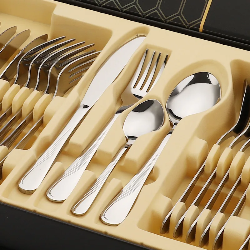 Titanium Cutlery Rose Gold Set Stainless Steel Edible Pouch Fork Spoon Knife Luxury Flatware Korean Kid Cultery Sets