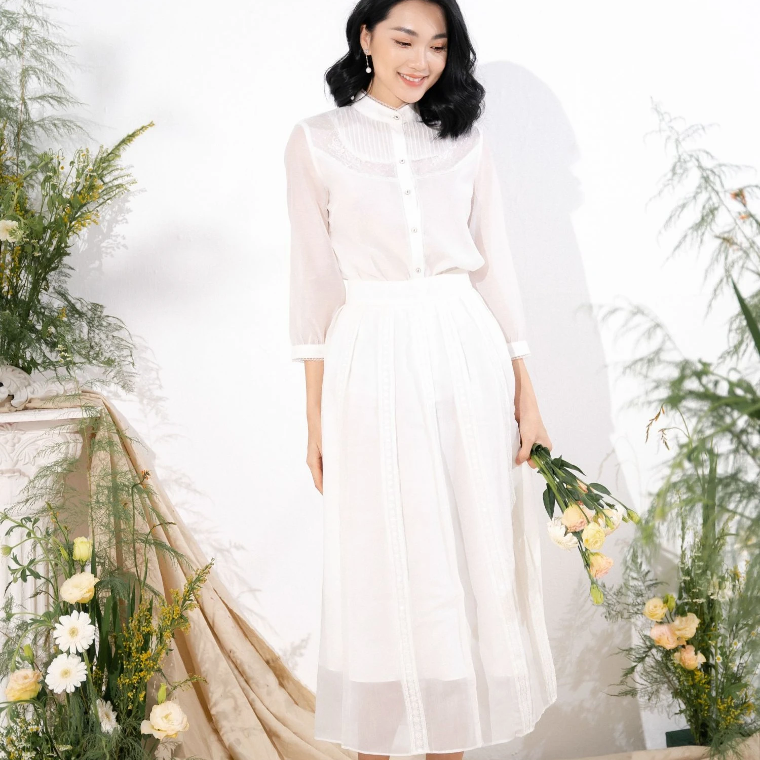 Girls Skirts Plus Size Womens Skirts Crepe White Women Skirts For Lady Office Elise Vietnam Top Quality Wholesales Clothing