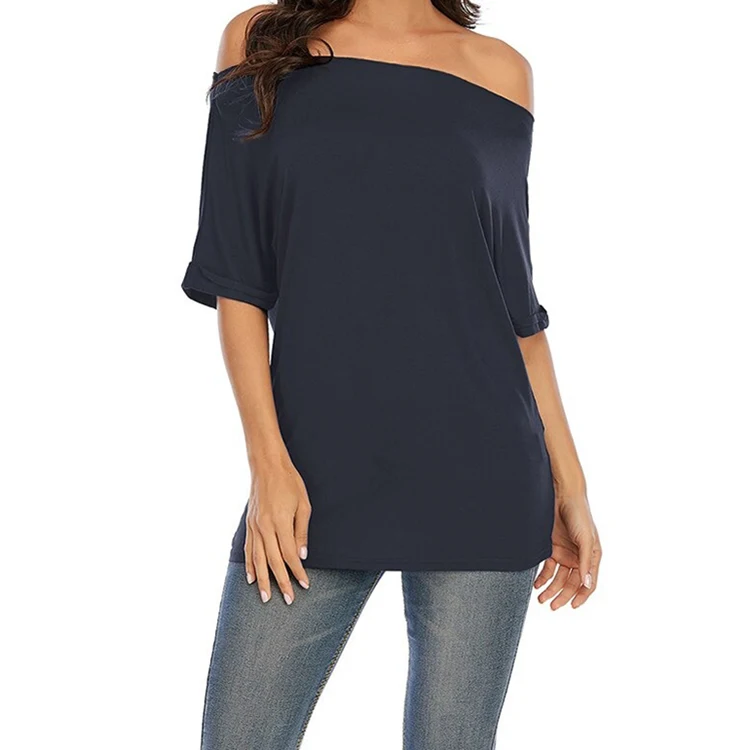 2022 Spring New Design Skinny off shoulder sustainable custom for healthy blank latest stylish Women T-shirt