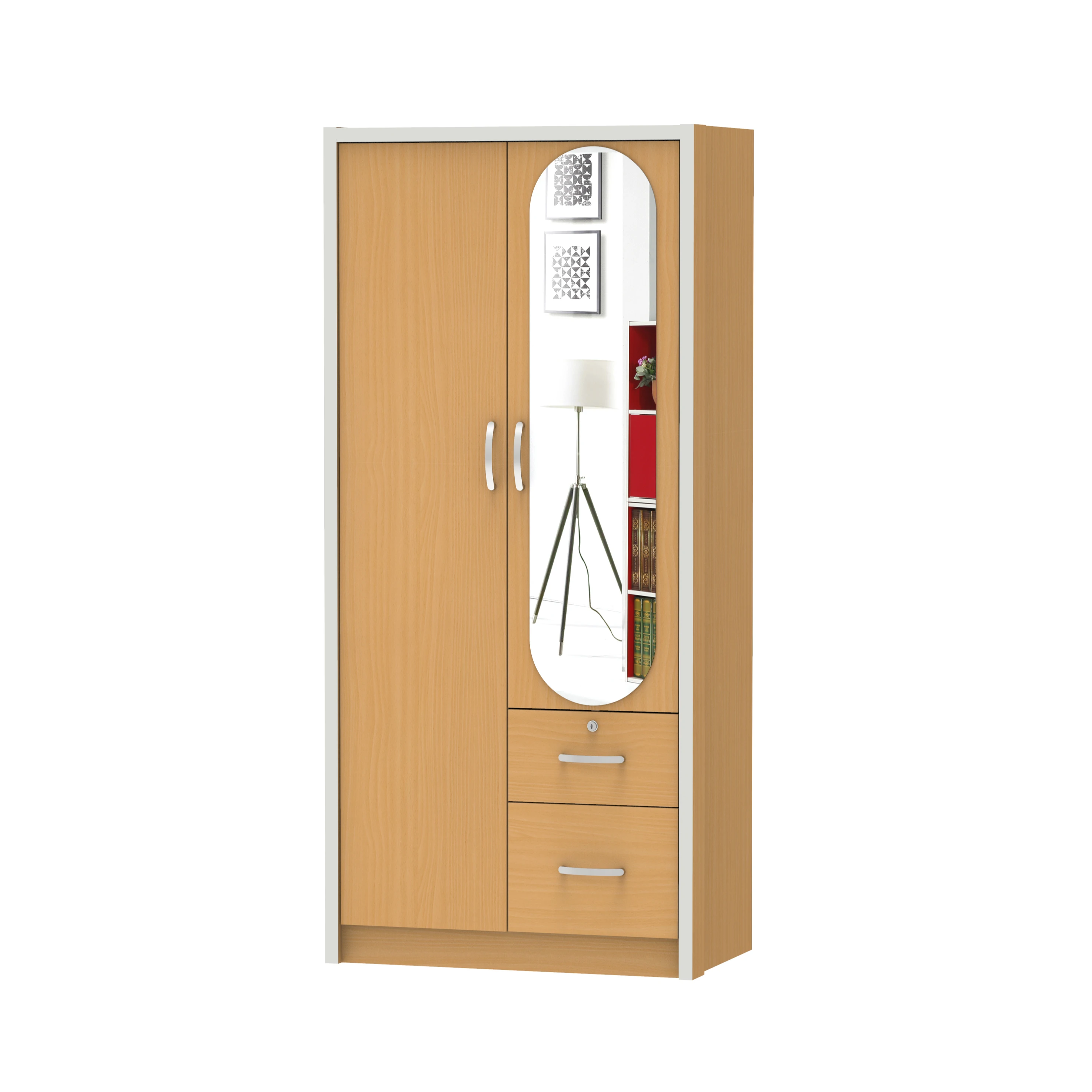 Manufacturer Wardrobe Closet Frame Cabinet Simple Modern Wardrobes Door with Mirror Made in Malaysia 1272