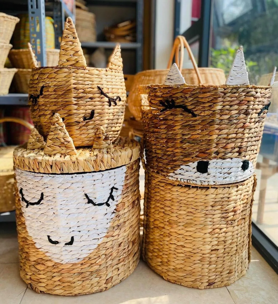 Wholesale woven fruit and vegetable hamper organizer storage water hyacinth baskets of as a basket homme gift bathroom set