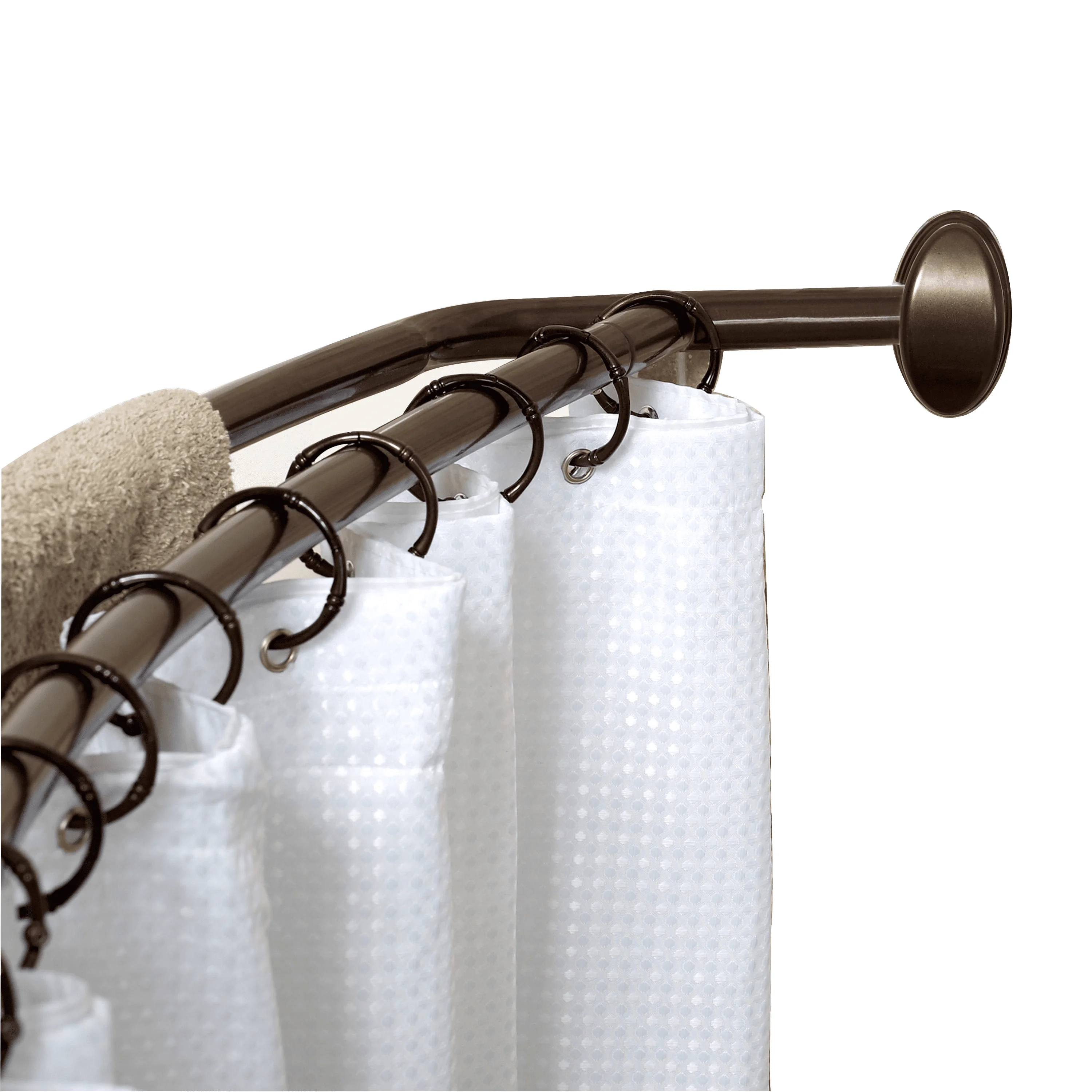 Bathroom corner arc-shape double pole shower curtain rod gold