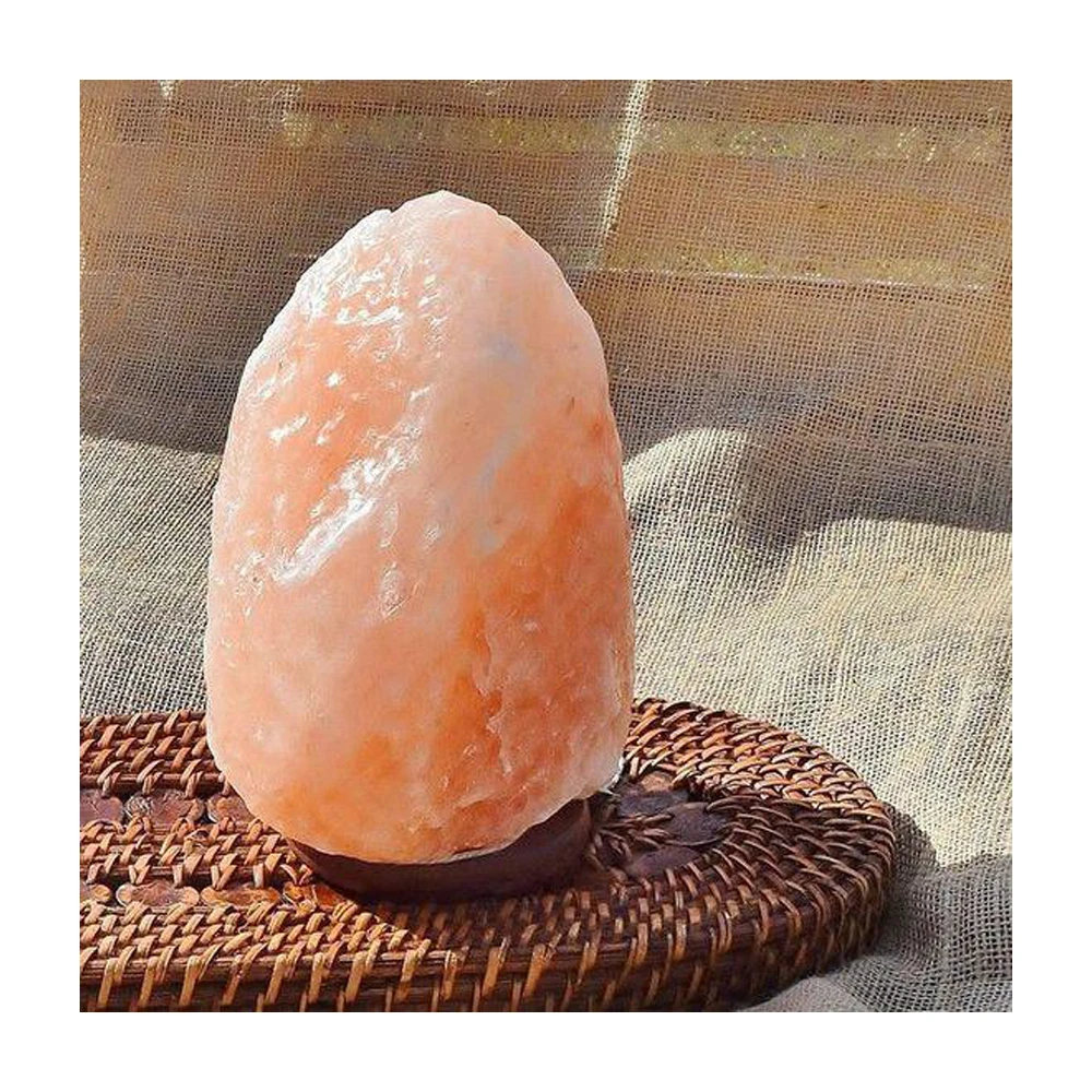 Himalayan Salt Lamp Natural Salt Lamp 5 to 7 Inches Carved 2-3kg by Sea Organic Material With Wooden Base