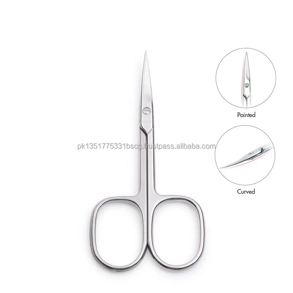 Hongstars Eyebrow Beauty Curved Cuticle Scissors Manicure Bag Gift Silver Steel Stainless Logo Nail Style Packing Sharp Finish