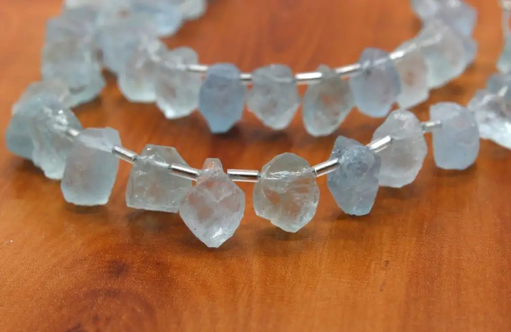 Natural Blue Aquamarine Gemstone Uneven Shape Rough Untreated Side Drill handcut For Jewelry Making