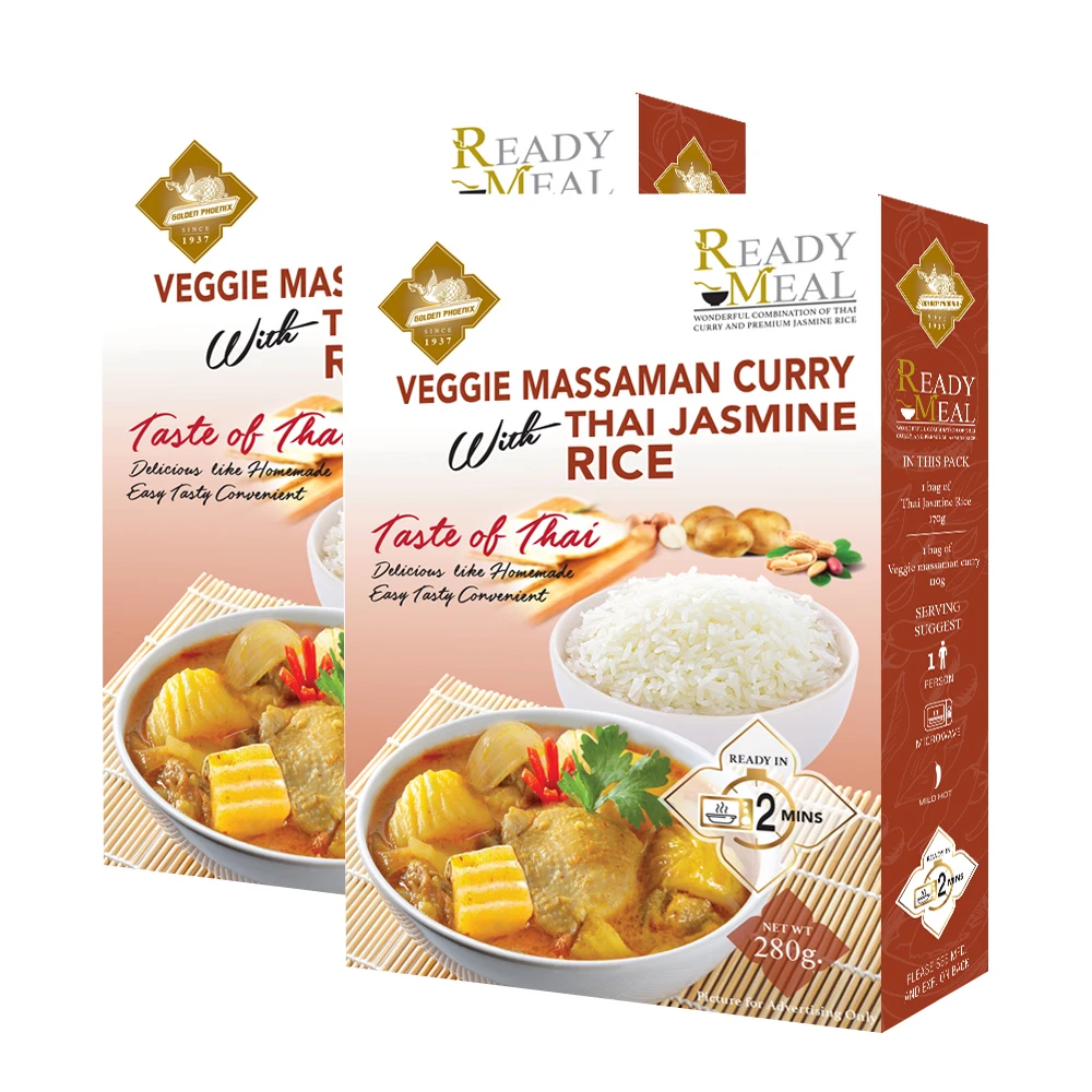 Veggie Massaman Curry with Thai Jasmine Rice 280g Ready To Eat Meal Delicious Easy and Tasty Homemade Product