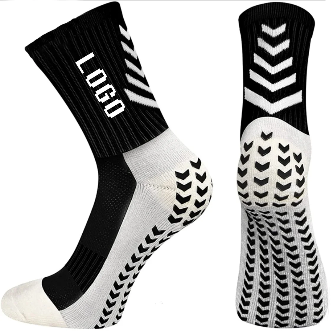 Custom logo crew grip socks sport football socks men anti slip socks football