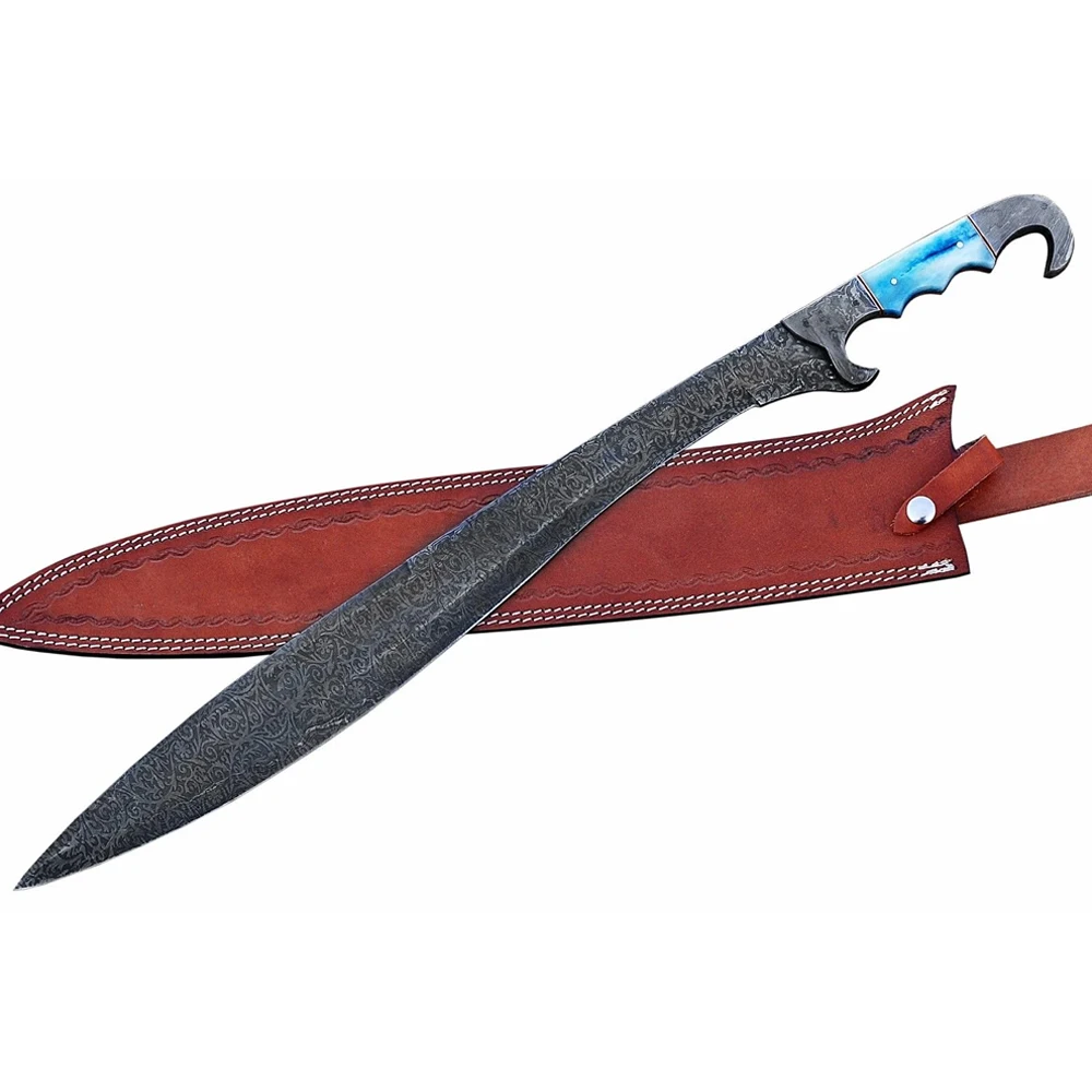 Best Quality Custom Handmade Fixed Blade Sword Hand Made Carbon Damascus Steel Swords In Cheap Price