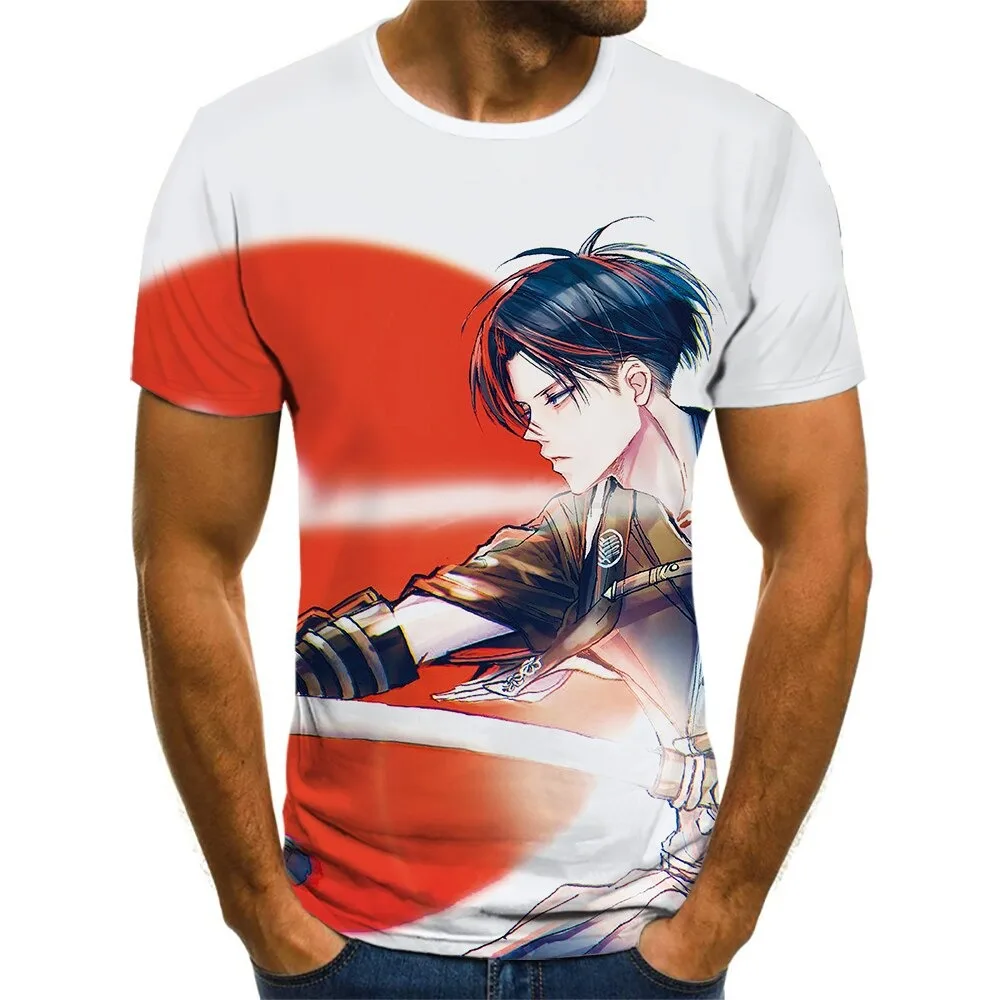 Designer recommended men animation attack on titan printed t shirt 3d printed short sleeve men t shirt printed