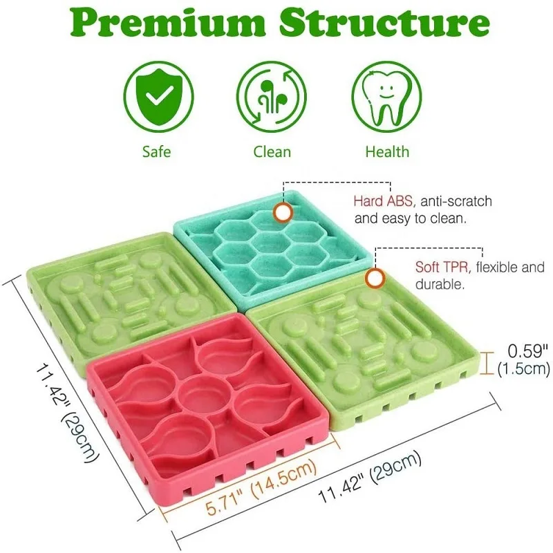 Двойной набор из 4 шт. ПЭТ Забавные интерактивные медленной подачи корма для собак для тарелочной чаши ноги коврик