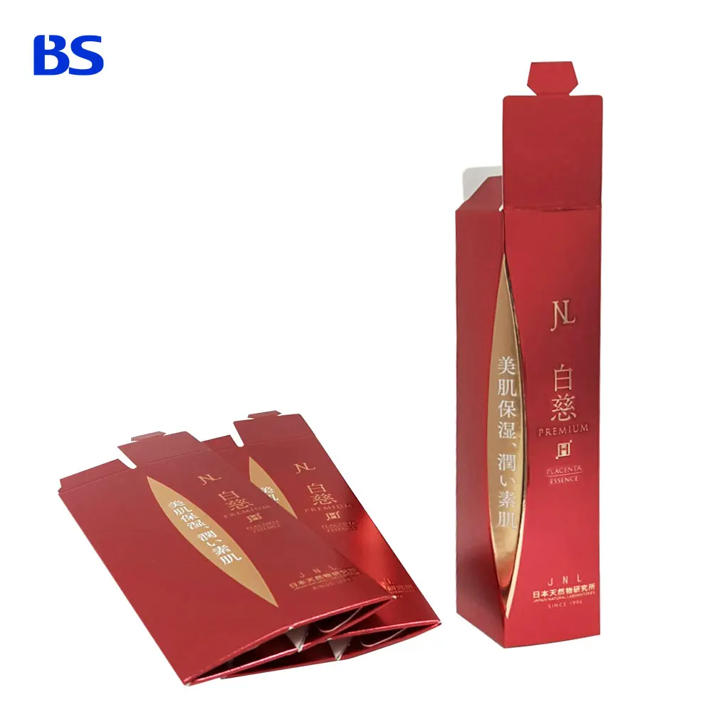 Custom Matte Satin finish Silver Red Paper Packaging boxes for Essential oil