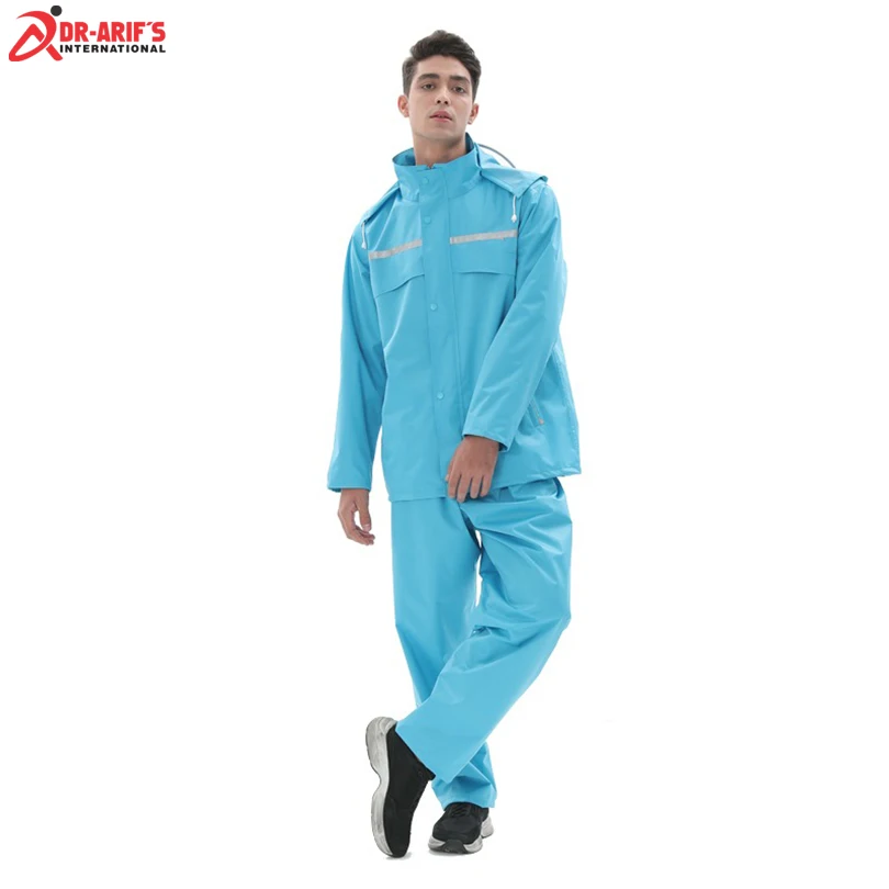 New Raincoat Rain Clothes covers Impermeable Rainwear Waterproof Hooded Rain Coat With Rain Pant Set