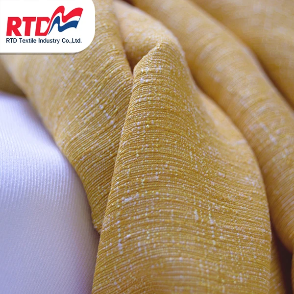 RTD Japanese silk Mix Silver Yarn 100% Polyester Fabric For Women - Golden yellow WP 1184