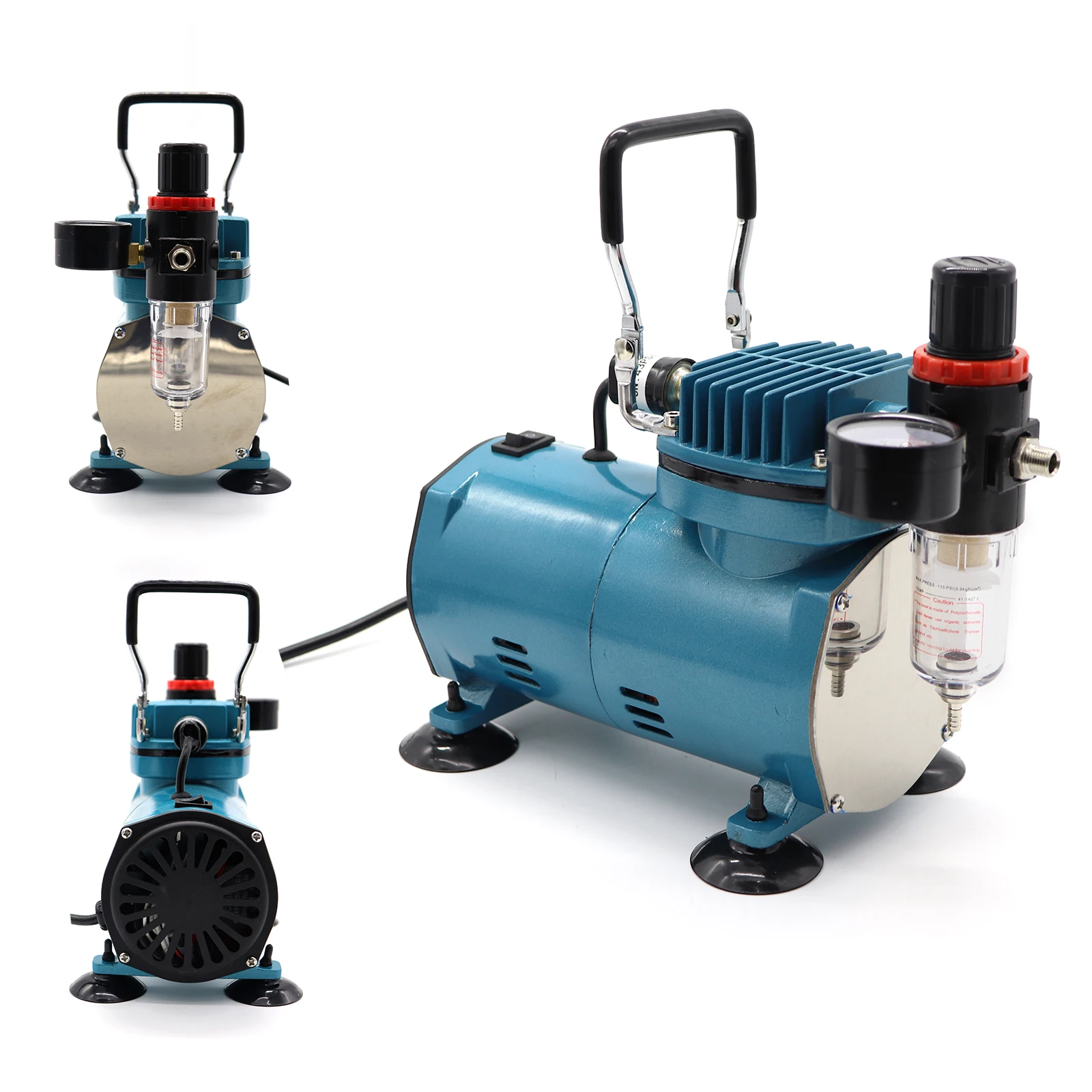 Professional Airbrushing Paint System with 1/5 HP Air Compressor and 3 Airbrush Kits for Tattoo Makeup Shoes Cake Decoration