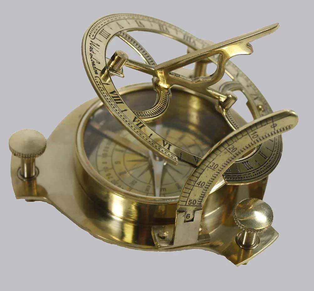 Nautical Brass Sundial Compass with Wooden Box Vintage Nautical Compass Vintage Style Marine Magnetic Brunton Compass
