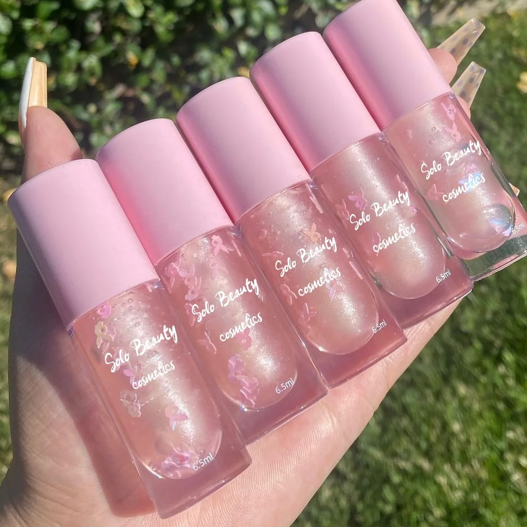 Christmas Lipgloss Base Keychain Glitter Plump Bottle Lipstick Makeup Wholesale Glossy Lip Liner And Lip Gloss Set