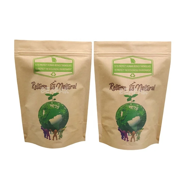 Customized sachet bio biodegradable PLA  eco friendly kraft  stand up paper bags