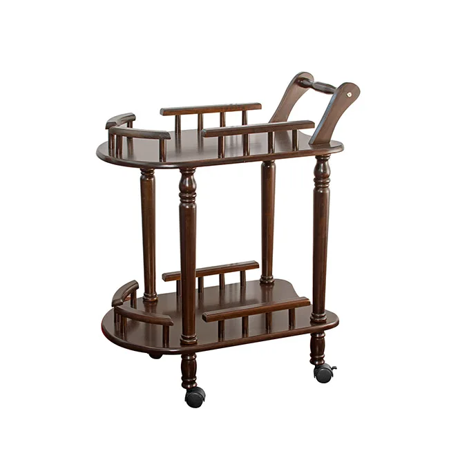 Elegant Design Wooden Trolley Food Cart 3 Serving Trays Rolling Cart In Competitive Price Kitchen Hotel Trolley For Sale