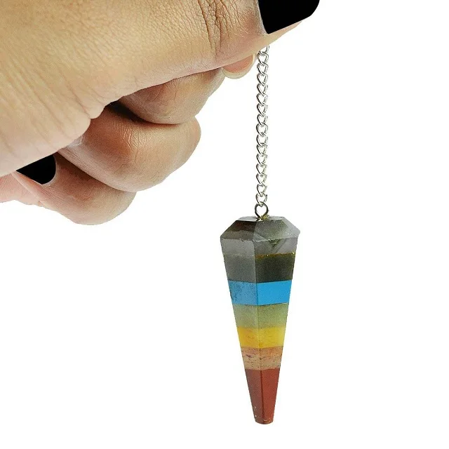 Wholesale Seven Chakra Cone Pendulums Chakra Stone Pendulum  Gemstone Chakra Pendulum For Healing Energy & Spiritual use