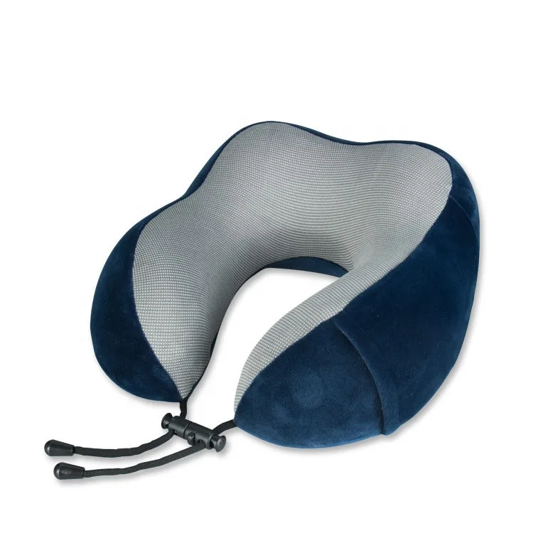U Shape Supportive Memory Foam Neck Pillow Travel Kit Airplane Pillow with Phone Bag