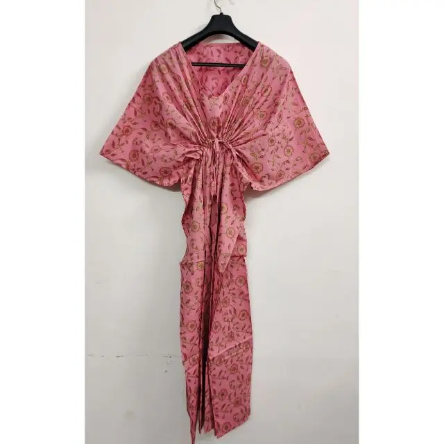 Индийская Хлопковая женская одежда, кафтан, домашняя одежда, этнический халат, ручная работа, Пляжная накидка на бикини, кимоно, ночное платье, макси-платье