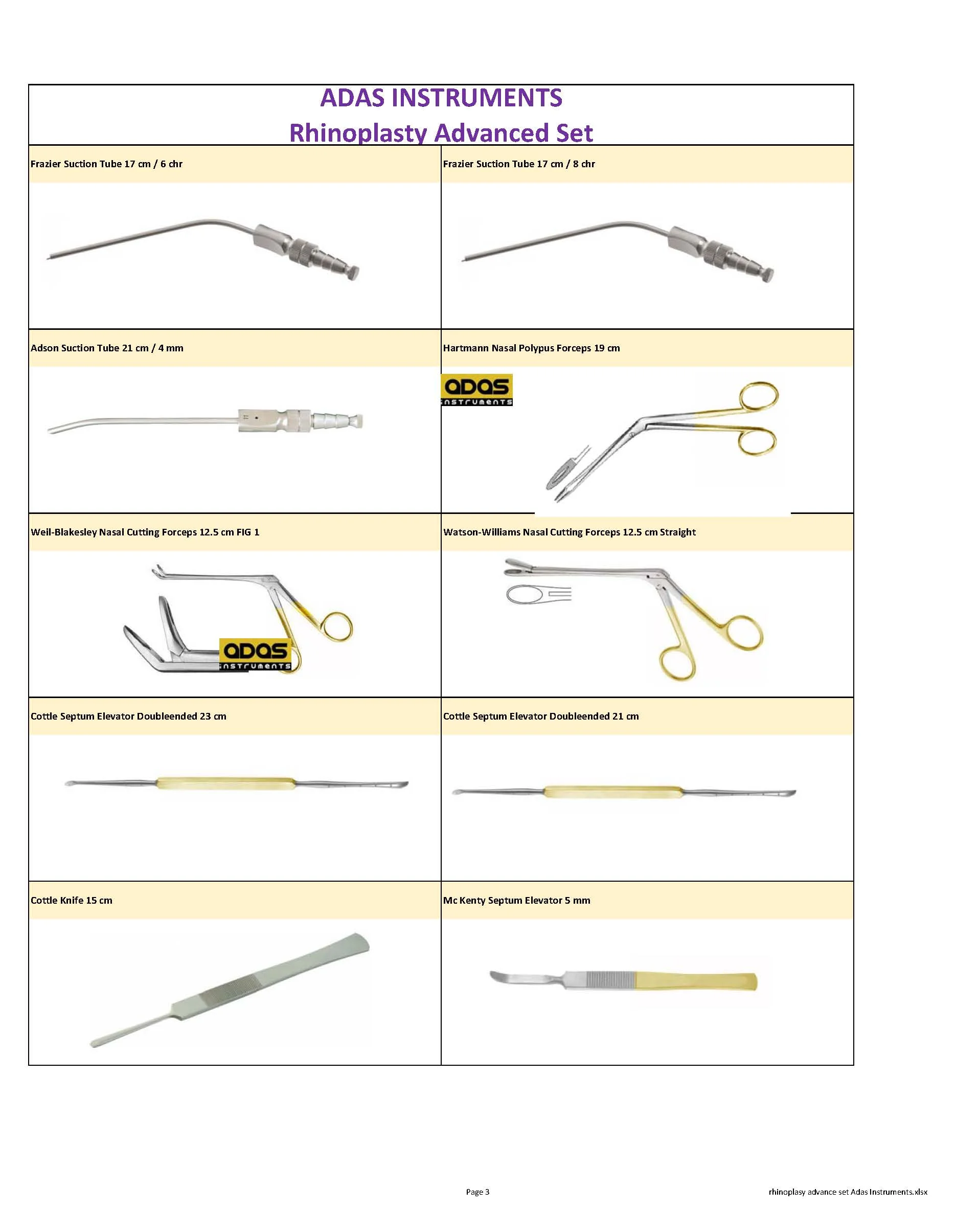 Rhinoplasty instruments Advance set for rhinoplasty nose job set