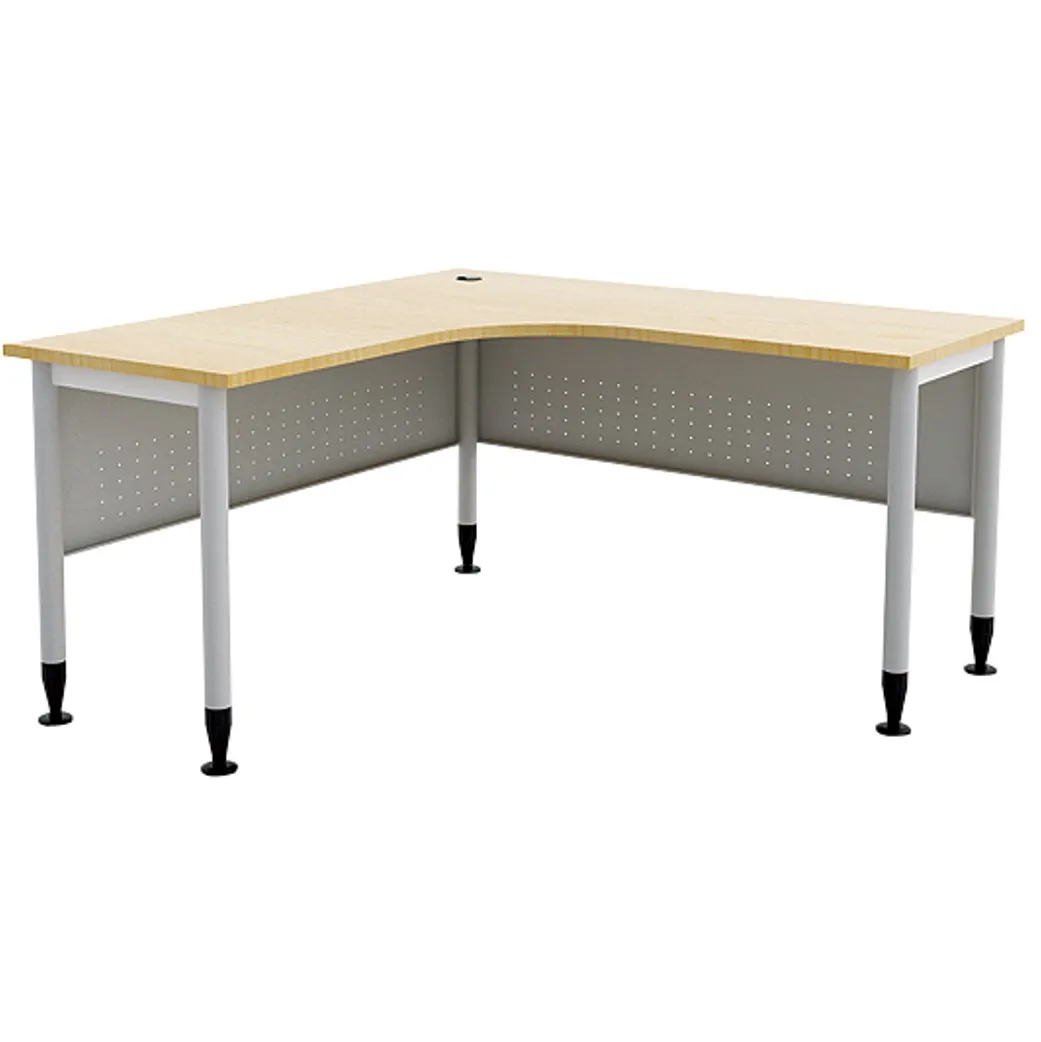 
Steel Round Tube Table Leg Wooden L-shape Office Workstation Desk with Laminated Chipboard 