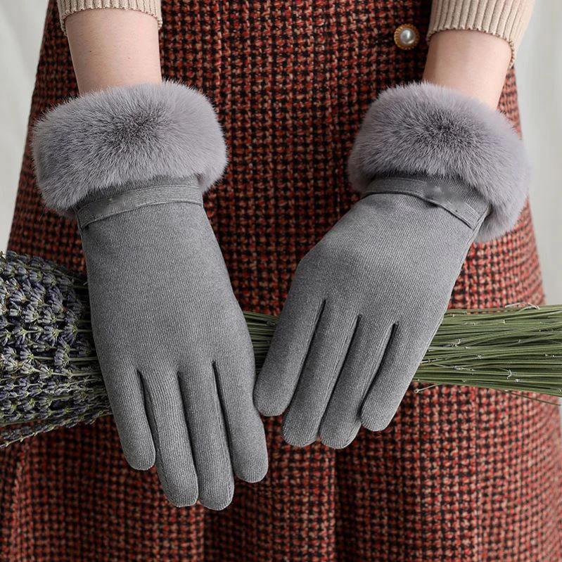 Arrival Wholesale Winter Women Fashion Cute Plush Warm Gloves thicken Cold Proof Ladies Touch Screen gloves