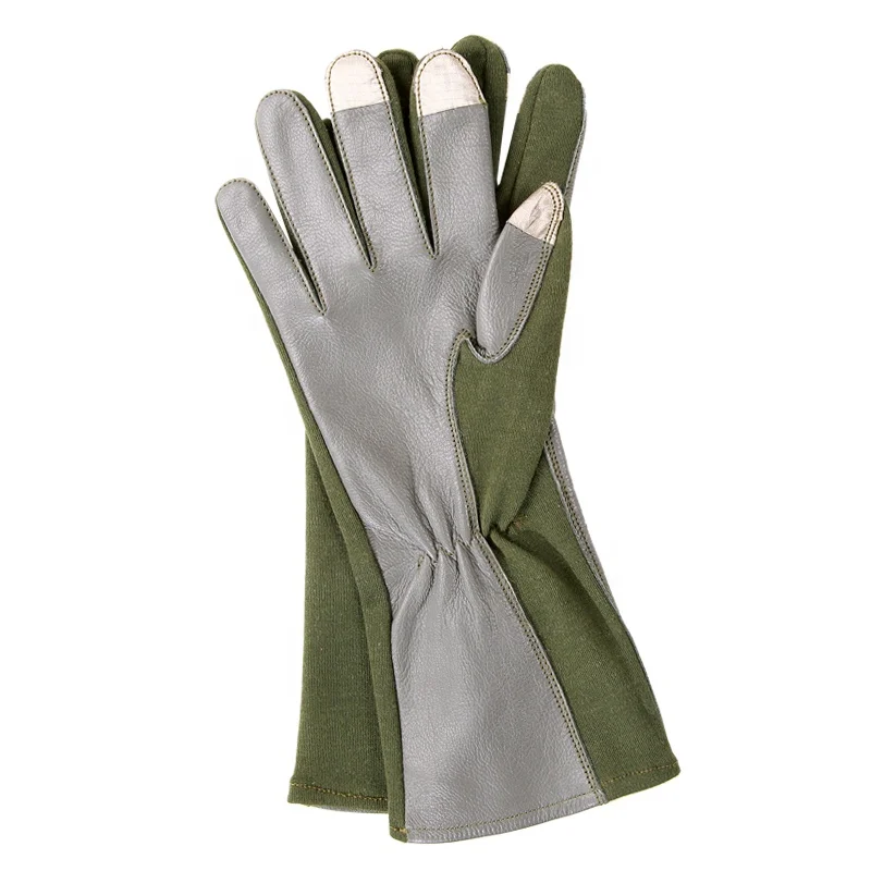 100% Genuine Goatskin Leather Tactical Fireproof Aviation Gloves Flyer Flight Officer Gloves Black