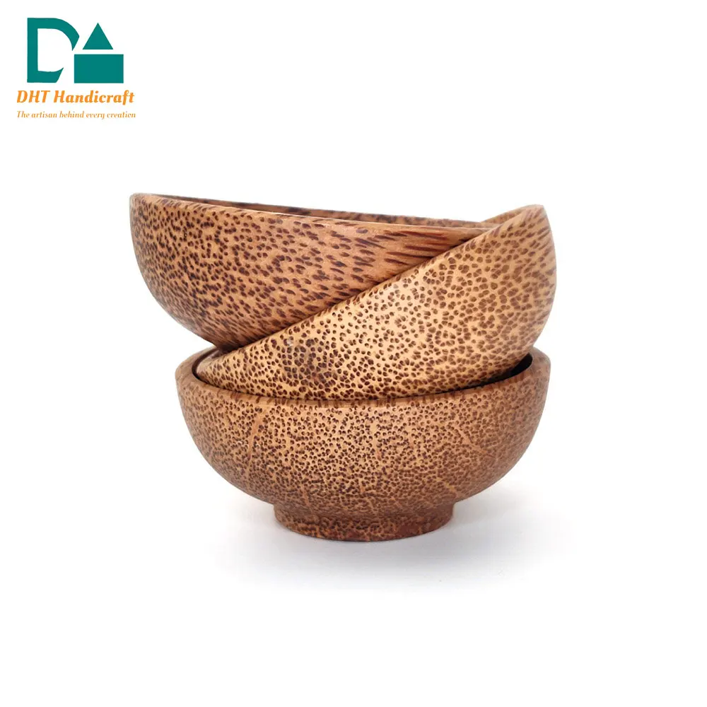 Recyclable Material Coco Shell Dinnerware Vintage Design Style Coconut Wood Bowl For Dining Made In Vietnam
