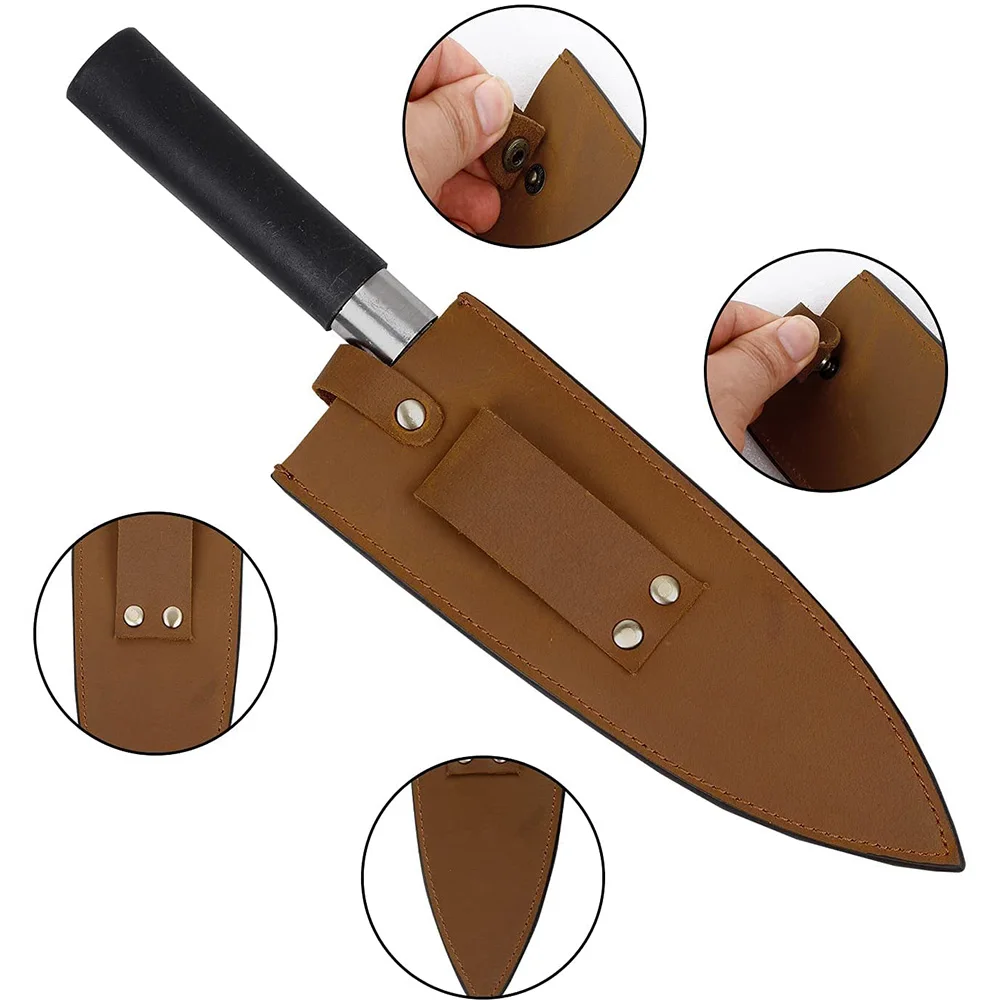 Custom Size Handmade Professional Leather Knife Sheath 8 Inch Chef Knife Guard Heavy Duty Universal Knife Cover or Sleeves