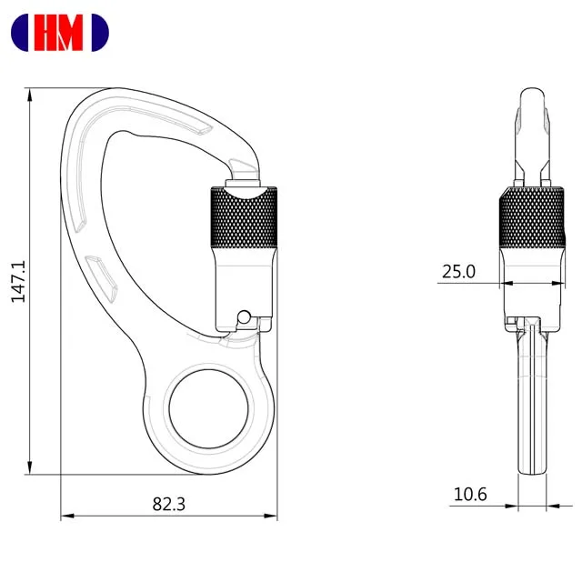 A301KTL-3 PPE Aluminum Triple Lock  ANSI Standard Certified Carabiner