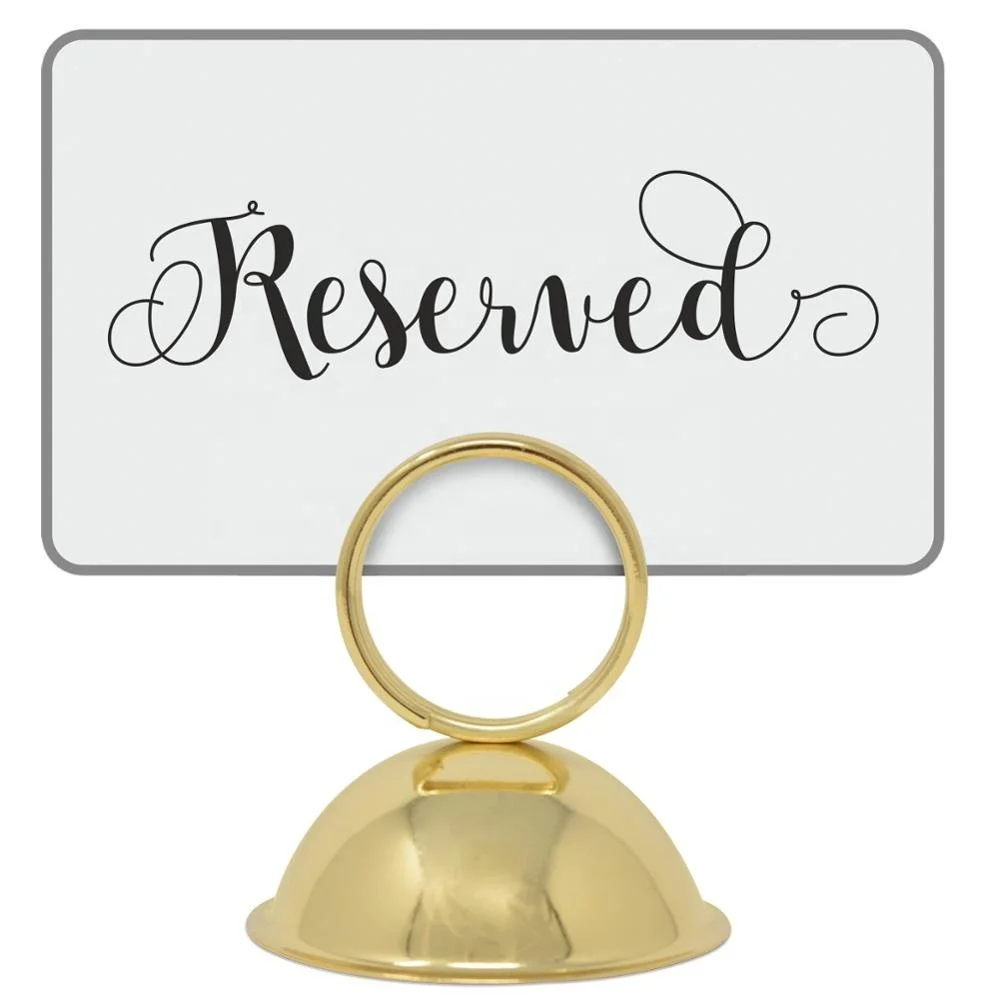 Stainless Steel Metal Table Top Clip Menu Card Holder in  Brass Material