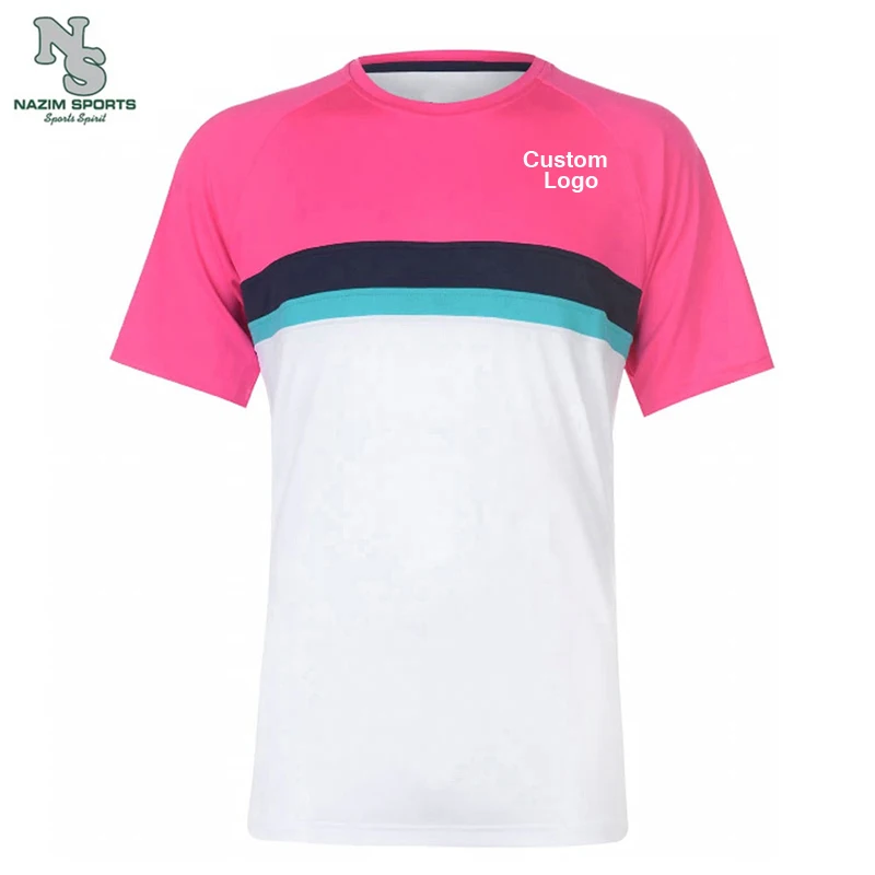  Лидер продаж мужские футболки из хлопка и полиэстера с круглым вырезом однотонные розового цвета оптовая продажа Лучшая цена