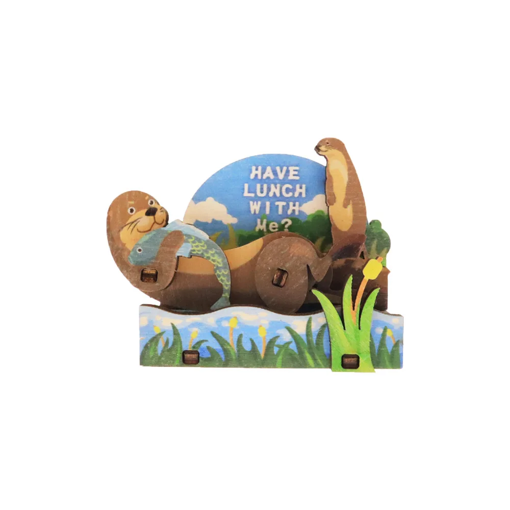 Animal Otter Movable Wooden Assembled Fridge Magnet Souvenirs