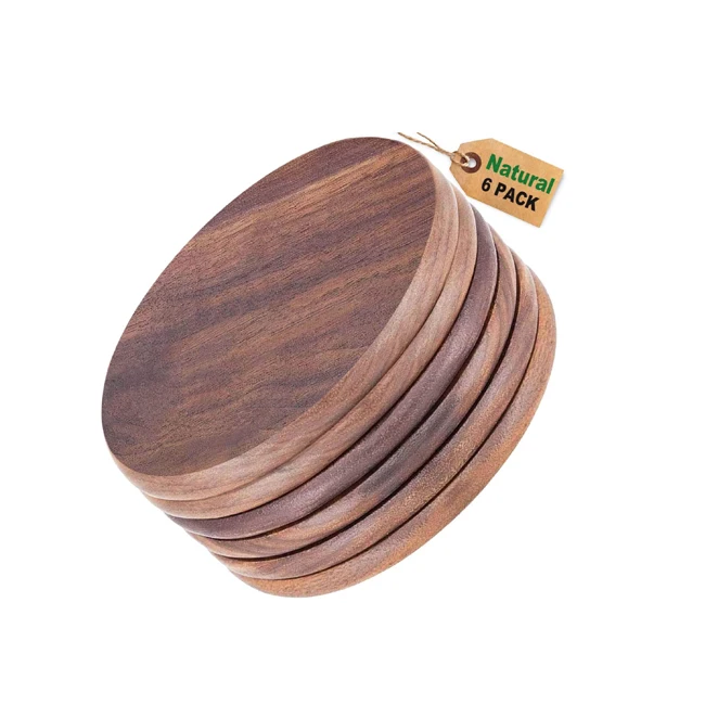 Mango Wood Coaster with stand Kitchenware Cup Coaster Tableware Handmade Vintage Design Table Top Wooden Tea Coaster