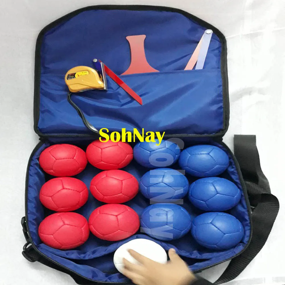 Boccia balls Set of 13 Balls 6 red 6 blue 1 white packed in Carrying Bag with Custom Logos Soft Bocce Ball Pakistan