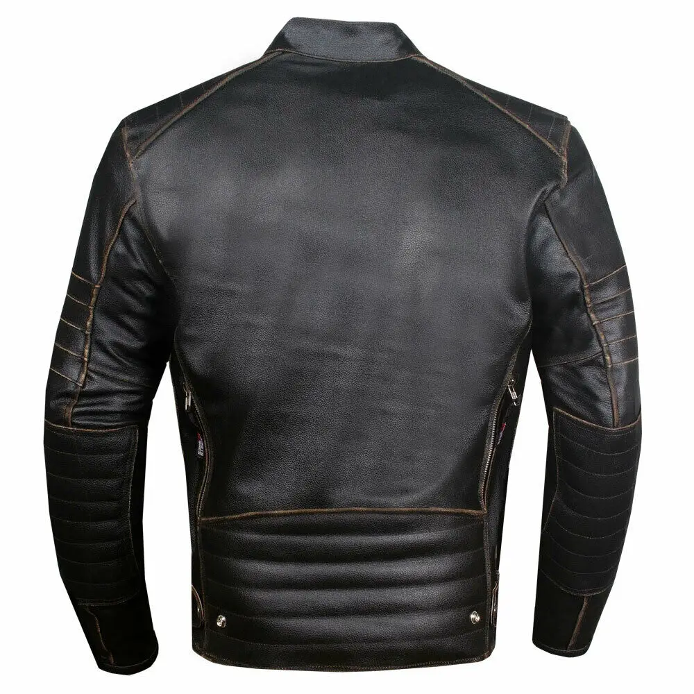 
Customized Brand Leather Versatile Motorcycle Biker Motorbike Racing Jacket Ventilated Leather Cruiser Biker Jacket 