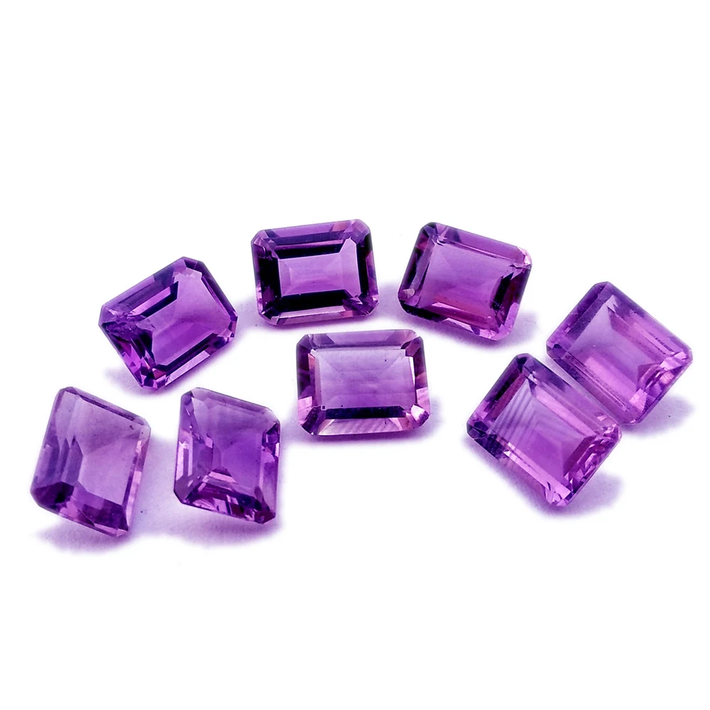 Good Quality Calibrated 6X4 MM Natural Purple Amethyst Loose Stone Faceted Emerald Cut Birthstone Gemstone For Jewelry Making