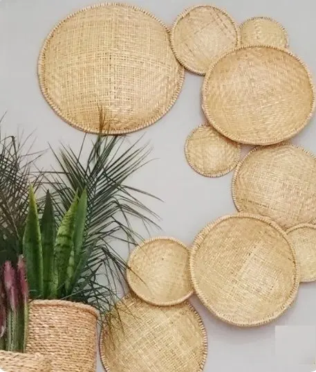 Vietnamese plate wholesale bamboo wall art bamboo decor plate bamboo wall decoration in many shapes, sizes, patterns & colours