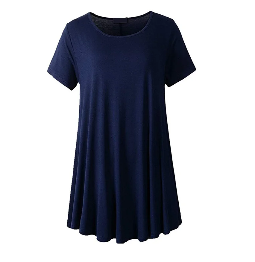 Fit Swing Ladies Summer Tunic Tops Factory Blank LOGO Custom Loose Wholesale High Quality Low Price 180gsm 100% Cotton for Women