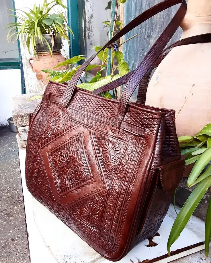 Genuine leather backpack Brown Handmade Moroccan Leather Bag