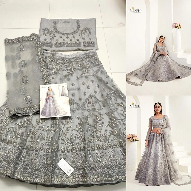Women wedding wear lehenga choli net embroidery